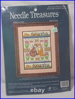 RARE Needle Treasures Counted Cross Stitch Kit 2006 NEW SEALED 04714 Cats 10x14