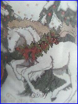 RARE Playful UNICORN counted cross stitch stocking KIT, Candamar SEALED
