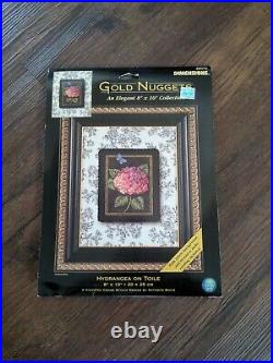 RARE SEALED Dimensions Hydrangea ON TOILE Gold Nuggets Cross Stitch Kit lot 24