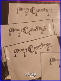 RARE Vtg MCM Bucilla Stamped Cross Stitch 8 Pc Luncheon Set Kit-Belgian Linen-Rh