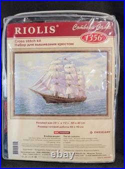RIOLIS Counted Cross Stitch Kit Ship Sail Boat Ocean #1356 HTF Rare Russia 2012
