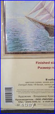 RIOLIS Counted Cross Stitch Kit Ship Sail Boat Ocean #1356 HTF Rare Russia 2012