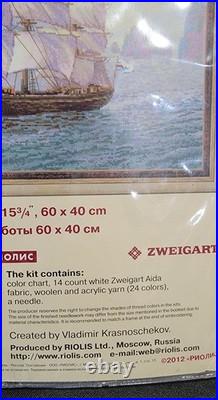 RIOLIS Counted Cross Stitch Kit Ship Sail Boat Ocean #1356 HTF Rare Russia 2012