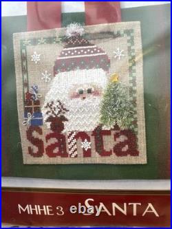 Rare 2002 Mill Hill SANTA Holiday Edition Banner Stitch Kit + Bell Pull Holder