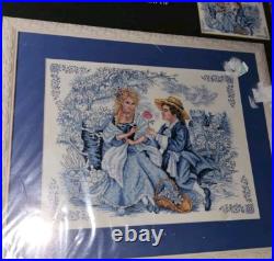 Rare 2004 Bucilla Plaid Toile Romance Counted Cross Stitch Kit #43362