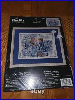 Rare 2004 Bucilla Plaid Toile Romance Counted Cross Stitch Kit #43362