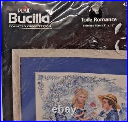 Rare BUCILLA Plaid Counted Cross Stitch Kit Toile Romance #43362 USA 2004