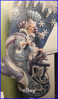 Rare Bucilla Christmas Felt Stocking Kit SNOW QUEEN FROZEN Fairy Princess 18