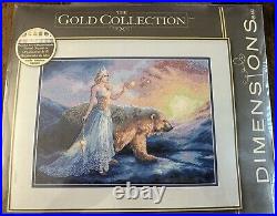 Rare Dimensions Gold Collection Aurora Counted Cross Stitch Kit Polar Bear 15×11
