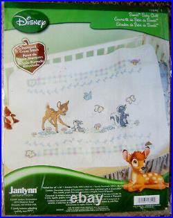 Rare Disney Stamped Cross Stitch Bambi Baby Quilt Kit Janlynn
