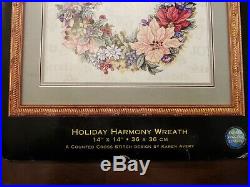 Rare HTF Dimensions Gold Collection Holiday Harmony Wreath Cross Stitch