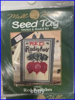 Rare Mill Hill Cross Stitch Set Of 4 Kits SEED TAG Green Bean Beet Radish Squash