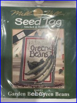 Rare Mill Hill Cross Stitch Set Of 4 Kits SEED TAG Green Bean Beet Radish Squash