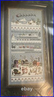 Rare The Victoria Sampler SANTA'S VILLAGE SAMPLER Cross Stitch 2010 Kit started