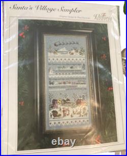Rare The Victoria Sampler SANTA'S VILLAGE SAMPLER Cross Stitch 2010 Kit started