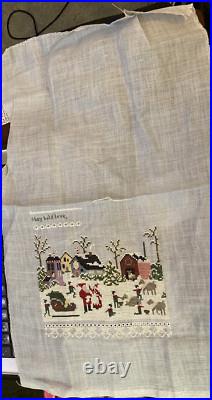 Rare The Victoria Sampler SANTA'S VILLAGE SAMPLER Cross Stitch 2010 Kit started