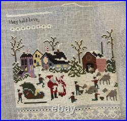 Rare The Victoria Sampler SANTA'S VILLAGE SAMPLER Cross Stitch 2010 Kit started