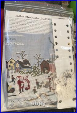Rare The Victoria Sampler SANTA'S VILLAGE SAMPLER Cross Stitch 2010 Kit started