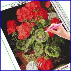 Red Flowers Diamond Painting Design Embroidery Portrait Display House Decoration