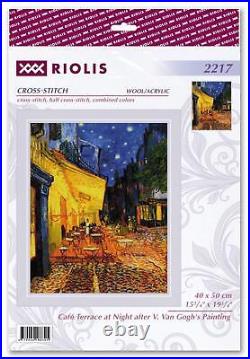 Riolis Counted Cross Stitch Kit Cafe Terrace at Night after V. Van Gogh's Pai