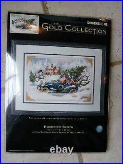 Roadster Santa Dimensions Gold Collection Counted Cross Stitch KIT #8707 NEW