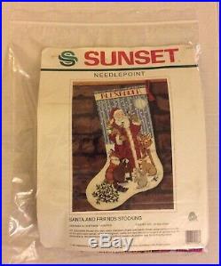 SANTA and FRIENDS 16 Needlepoint Christmas Stocking Kit, 12m Sunset 19006