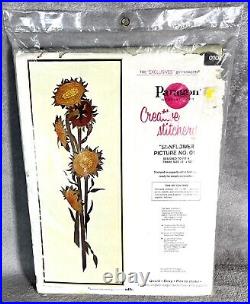 SEALED Paragon SUNFLOWER Picture 0107 Vintage Crewel Embroidery Kit Needlecraft