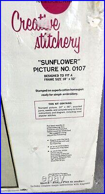 SEALED Paragon SUNFLOWER Picture 0107 Vintage Crewel Embroidery Kit Needlecraft