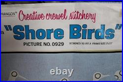 SHORE BIRDS Vtg Crewel Embroidery Kit Coastal Boho Hippie Paragon Stitchery 0929 SHORE BIRDS Vtg Crewel Embroidery Kit Coastal Boho Hippie Paragon Stitchery 0929