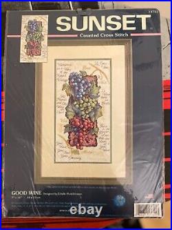 SUNSET Dimensions Cross Stitch Kit GOOD WINE 13711 HTF