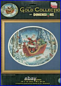 Santa's Sleigh Counted Cross Stitch Kit The Gold Collection Dimensions 8664 USA