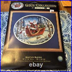 Santa's Sleigh Counted Cross Stitch Kit The Gold Collection Dimensions 8664 USA