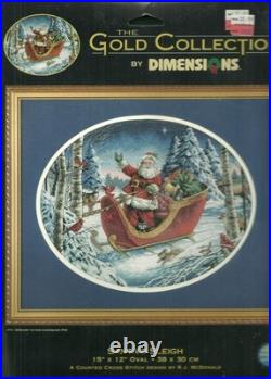 Santa's Sleigh Counted Cross Stitch Kit The Gold Collection Dimensions 8664 USA