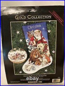 Santa's Wildlife Christmas Stocking Cross Stitch Kit 8566 Dimensions 1998 L