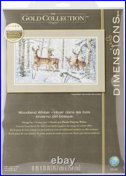 Serene 10'' x 18'' Woodland Winter Cross Stitch All-In-One Gold Collection Kit Serene 10'' x 18'' Woodland Winter Cross Stitch All-In-One Gold Collection Kit