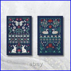 Set Cross Stitch Kit 25 cm, Zweigart AIDA 16ct, Hand-Dyed DMC Threads, Modern