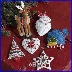 Set Of 6 Bucilla Felt Nordic Santa Ornament Kit (Set Of 6) 3.5 X 4.5 Crafts