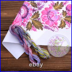 Set of 4 Cross Stitch Kits with Petrykivka Fabric 11x11 cm, Zweigart Belfast DIY
