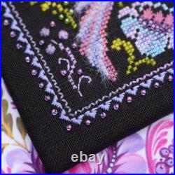 Set of 4 Cross Stitch Kits with Petrykivka Fabric 11x11 cm, Zweigart Belfast DIY