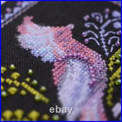 Set of 4 Cross Stitch Kits with Petrykivka Fabric 11x11 cm, Zweigart Belfast DIY