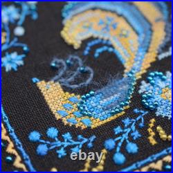 Set of 4 Cross Stitch Kits with Petrykivka Fabric 11x11 cm, Zweigart Belfast DIY