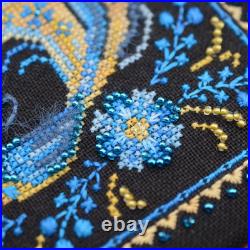 Set of 4 Cross Stitch Kits with Petrykivka Fabric 11x11 cm, Zweigart Belfast DIY