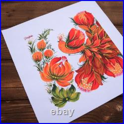 Set of 4 Cross Stitch Kits with Petrykivka Fabric 11x11 cm, Zweigart Belfast DIY
