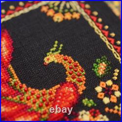 Set of 4 Cross Stitch Kits with Petrykivka Fabric 11x11 cm, Zweigart Belfast DIY