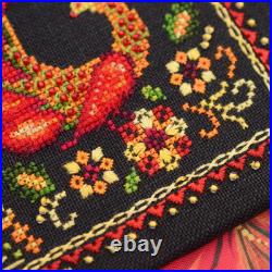 Set of 4 Cross Stitch Kits with Petrykivka Fabric 11x11 cm, Zweigart Belfast DIY