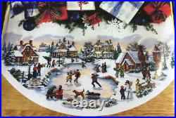 Skater's Village Tree Skirt Counted Cross Stitch Dimensions Gold Collection Kit