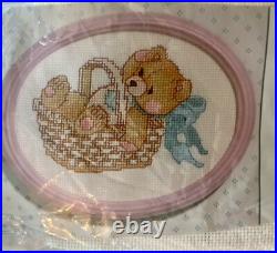 Small Sized Counted Cross Stitch Kit With Pink Frame be Merry Cherished Teddy