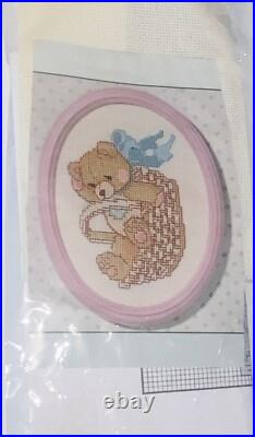 Small Sized Counted Cross Stitch Kit With Pink Frame be Merry Cherished Teddy