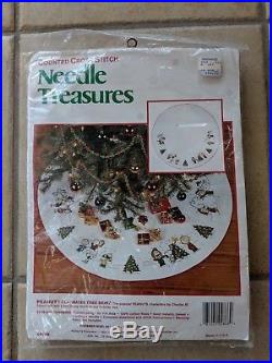 Snoopy Peanuts Sing Along Tree Skirt Counted Cross Stitch Needle Treasures