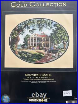 Southern Social 16 X 12 Cross Stitch Kit By Dimensions Gold Collection Vintage